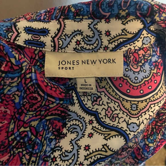 Jones New York Sport Paisley Long Sleeve Button Down Size Large - Picture 6 of 7